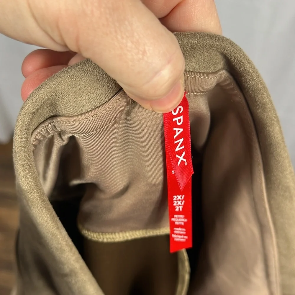 Spanx Faux Suede Stretch Leggings in‎ Camel.